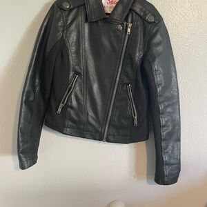 Justice Black Leather Motorcycle Jacket Asymmetrical Zipper